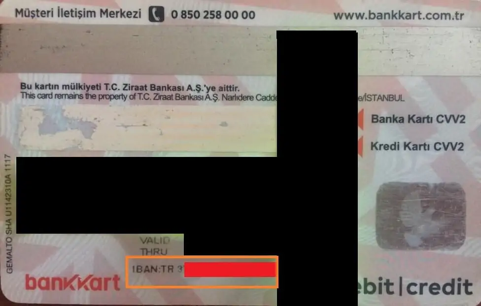 ziraat iban kart arka yuzu