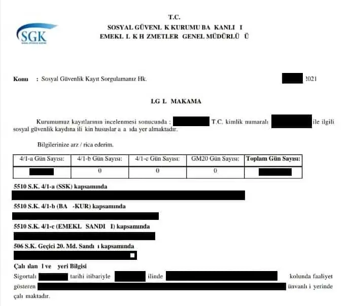 sgk kayit belgesi sorgulama