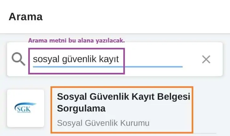 uygulama ici arama gorseli