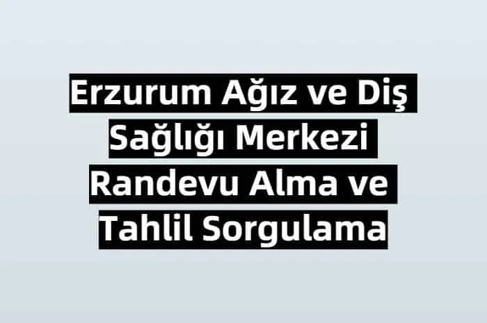 Erzurum Ağız ve Diş Sağlığı Merkezi Randevu Alma ve Tahlil Sorgulama