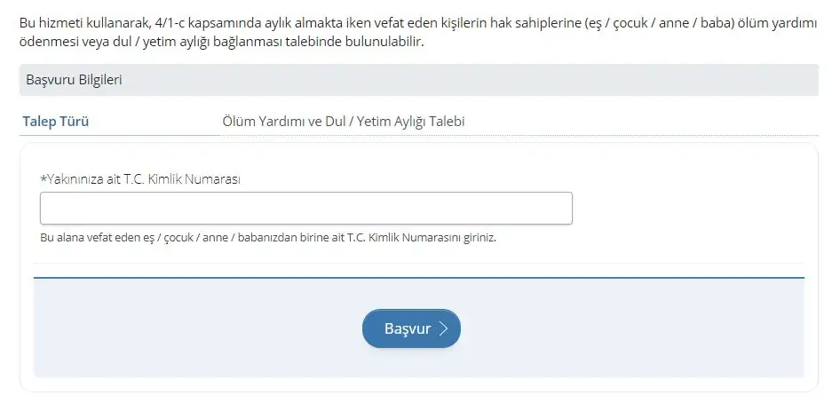 dul ve yetim maasi basvuru birinci