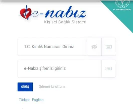 e-nabiz giriş ekranı
