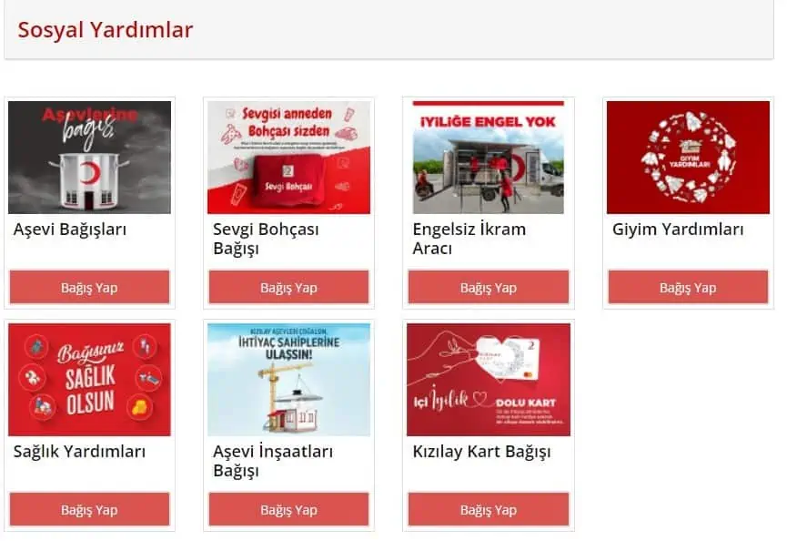 kizilay sosyal yardimlar ekrani