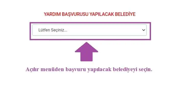 belediye yardım seçim ekranı
