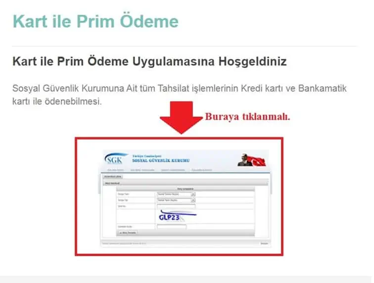 sgk kredi kartı ile ödeme ekranı