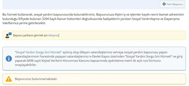 sosyal yardım sorgulama ekranı
