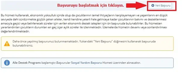 aile destek programi yeni basvuru ekrani