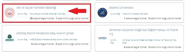 aile destek secme ekrani
