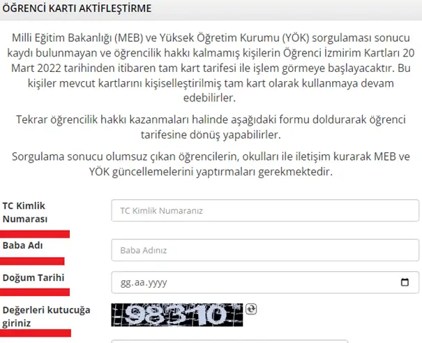 izmirim kart ogrenci kart aktiflestirme