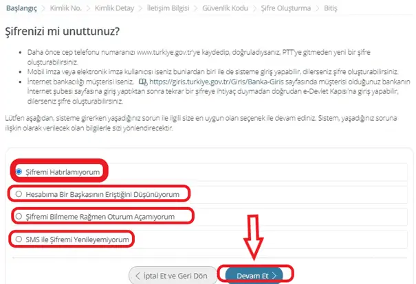 e devlet sifre unuttum ekrani2