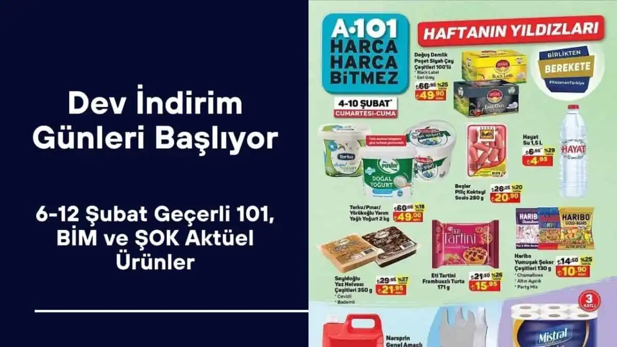 Dev İndirim Günleri Başlıyor! 6-12 Şubat Geçerli 101, BİM ve ŞOK Aktüel Ürünler Listesinde Neler Var?
