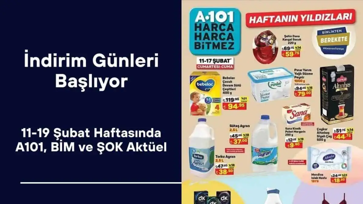 A101, BİM ve ŞOK 11 – 19 Şubat İndirim Günleri Başlıyor! Listede Neler Var?