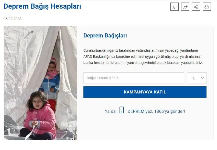 afad yardim ekrani