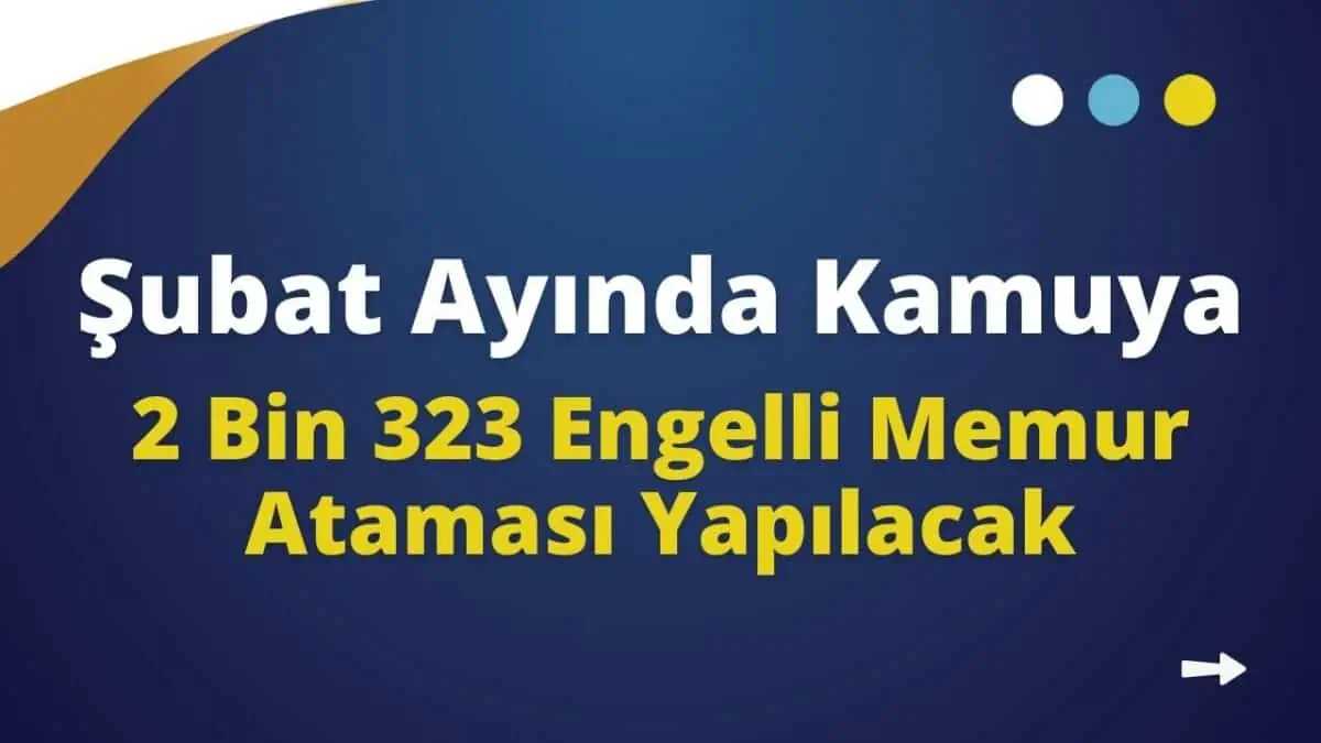 Şubat Ayında Kamuya 2 Bin 323 Engelli Memur Ataması Yapılacak