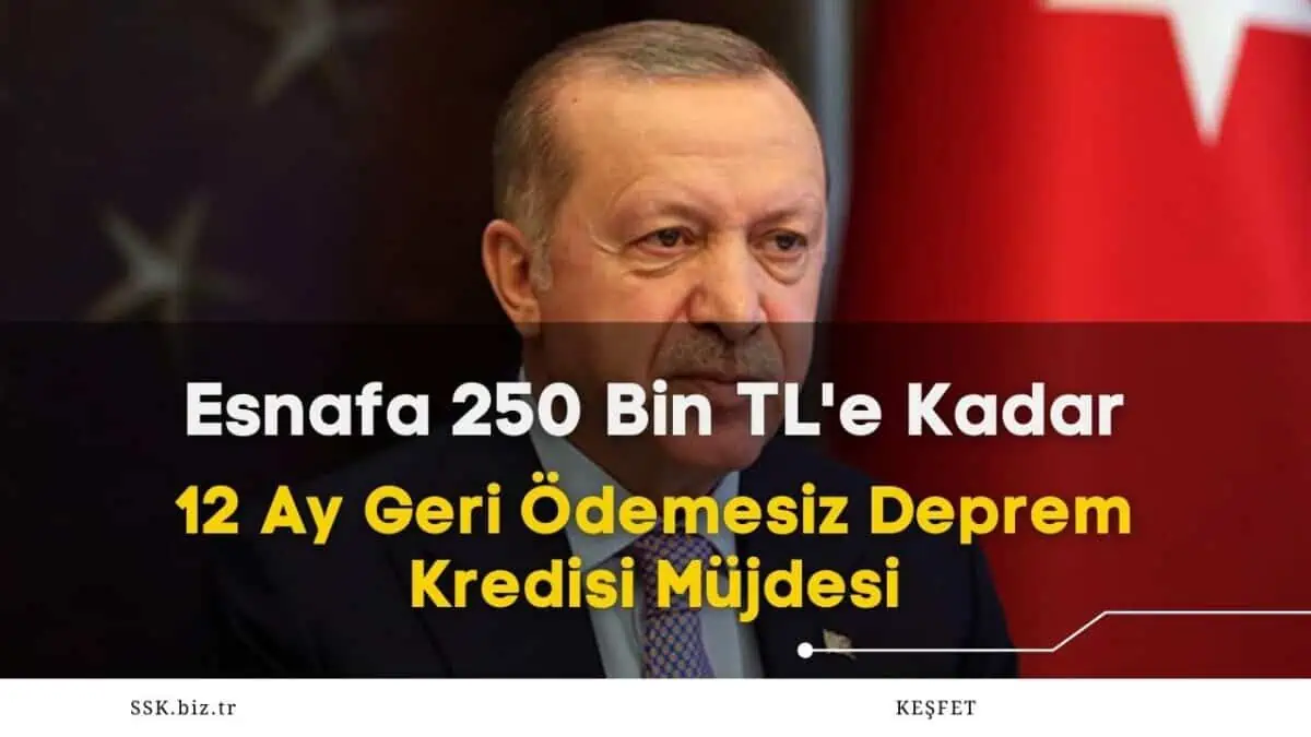 Esnafa 250 Bin TL’e Kadar 12 Ay Geri Ödemesiz Deprem Kredisi Verilecek